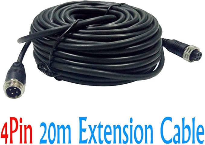 4 Pin Vehicle Backup Camera 12V/24V,18 LED IR Night Vision CCD Car Rear View Parking Reverse Camera + 4Pin Connector 20m/65ft Extension Cable for Bus Truck Camper Lorry Heavy Duty