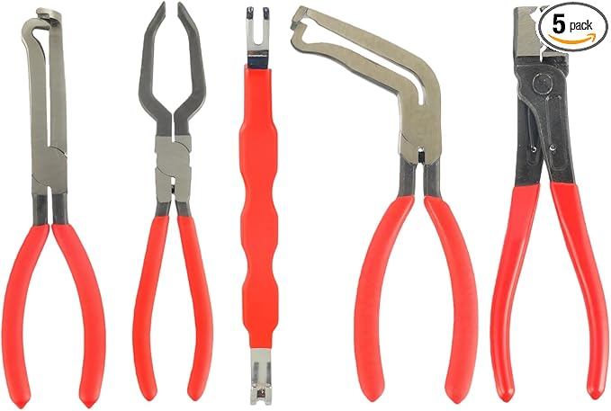 5-Piece Automotive Electrical Tool Kit - Disconnect Pliers, Hose Clamp Pliers, Connector Separator & Terminal Removal Tool Set for Cars