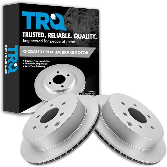 TRQ Rear Brake Rotors Set Vented Premium G-Coated Compatible with 2005-2022 Nissan Frontier 2005-2015 Xterra 2009-2012 Suzuki Equator