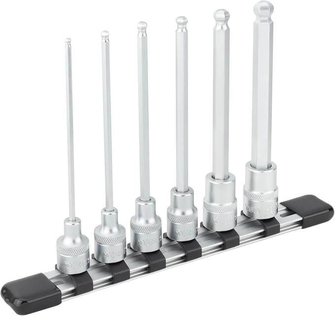 TONE Long Ball End Hex Socket Set with Socket Holder HBH306L 3/8" Inch Drive 6-Piece