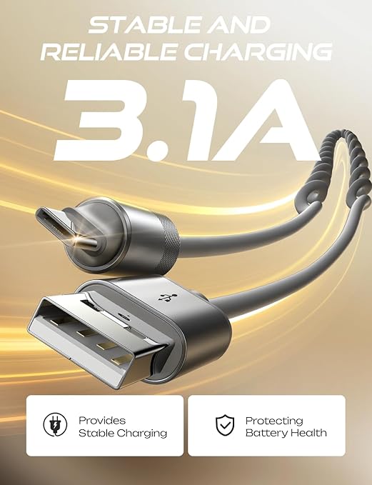 LISEN Coiled USB C Cable, 2 Pack for Android Auto & CarPlay Cable, Short USB A to USB C Cable Compatible with iPhone 17/16/15, Samsung Galaxy S25/S24/S23 A15/A14, Google Pixel 9/8, Space Gray 6FT