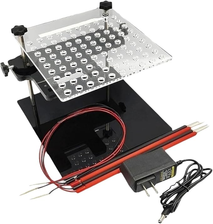 LED BDM Frame, BDM Frame Test Board Assembly, Multifunctional BDM Frame Set with 4X Copper Probe Pin Compatible with 22x BDM Adapters for Car ECU Brush Test Stand, AC 110-240V