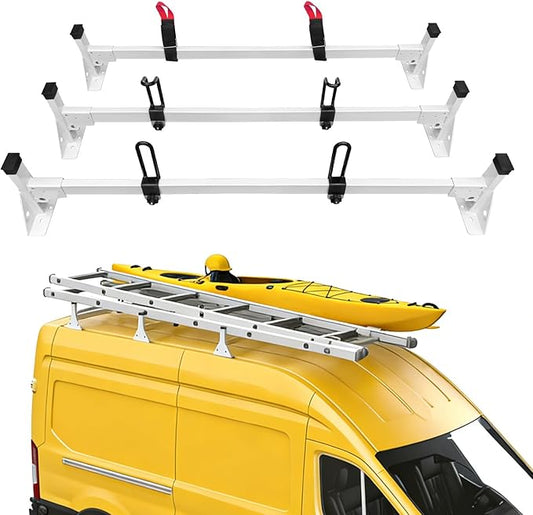 Cargo Van Roof Ladder Rack Fit for 2015-2024 Ford Transit 150 250 350, 54" Heavy Duty Van Ladder Roof Rack 800 Lbs Load Capacity with 3 Crossbars