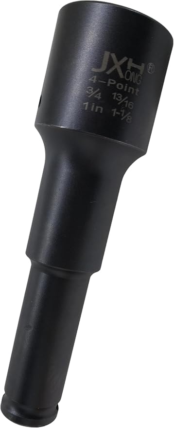 4-Point Square Impact Socket,1/2 drive， 4 in 1 Coaxial Spring Loaded Socket: 3/4", 13/16", 1", 1-1/8", Heat Treated Cr-Mo Alloy Steel