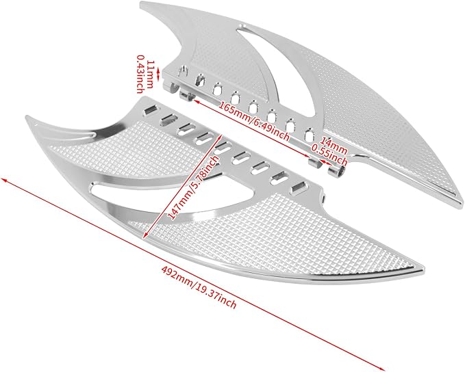 Motorcycle Floorboards CNC Tomahawk Footboards Footpegs Fit for Harley Touring Electra Street Glide Road Glide Softail Dyna (Driver Floorboards(Chrome))