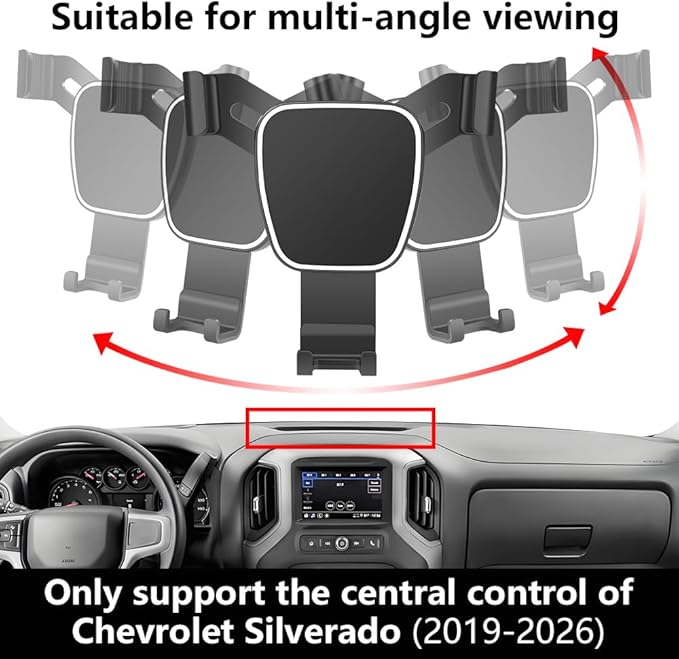 Car Phone Holder Center Console Organizer For Chevrolet Silverado 1500 2019-2026，2500HD 3500HD 2020-2026，GMC Sierra 1500 2019-2026【7" 8" Screen】Auto Accessories Interior Decoration Cell Mount case