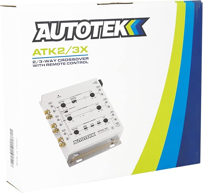 Autotek ATK2 3X Active Crossover Processor (Silver) – 8.5 Volts, 2-Way and 3-Way, Remote Bass Control Included, Built-In Crossovers, Level Adjust