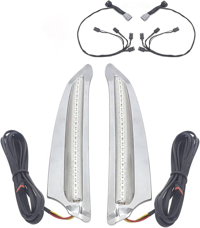 Motorcycle LED Lights Vent Trim Turn Signal Led Fits Honda Goldwing GL1800 F6B 2018 UP 2019 2020 2021 Motorbike NAV Lighting with 48000 Wiring Harness (Silver)