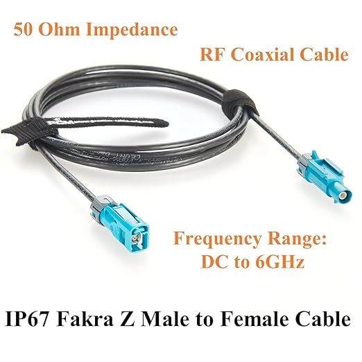 IP67 Waterproof Rosenberger Fakra Male to Female RF Coaxial Extension Cable 59Z176-C01-Z to 59Z163-003-Z Vehicle GPS Antenna for ADAS, Camera, Infotainment, GPS Navigation (5M/16.4FT)