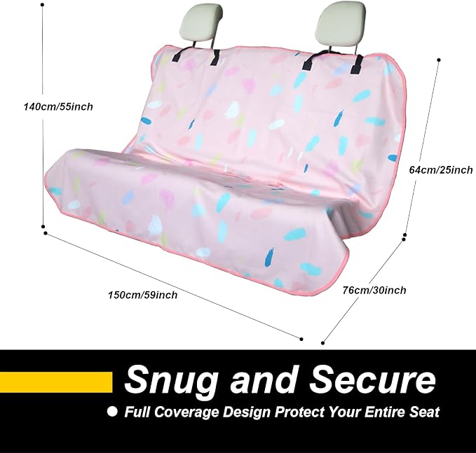 Back Seat Cover for Car Trucks Van SUV Jeep,Waterproof Rear Bench Towel Seat Covers for Kids,Automotive Backseat Protector (Pink Marbling)