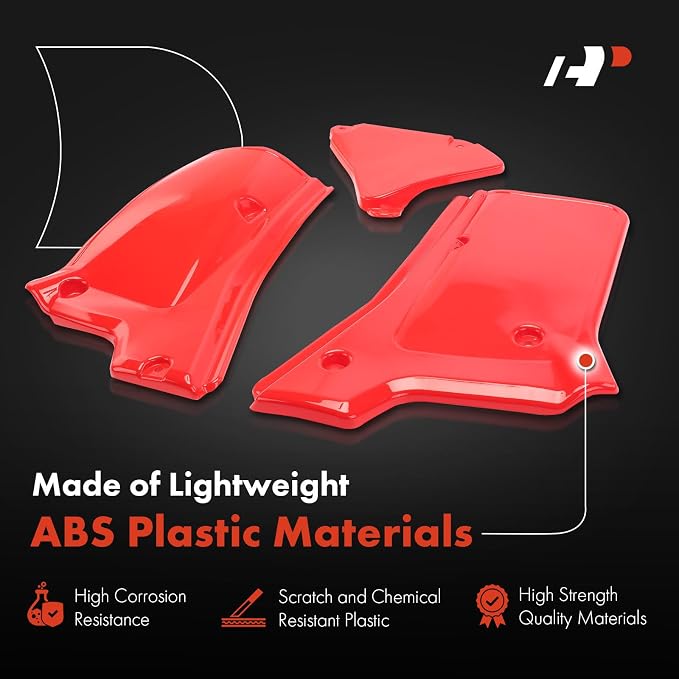A-Premium Red Side Panels Covers Compatible with Honda Model | for XR200R 1984-2002, XR250R 1984-1985