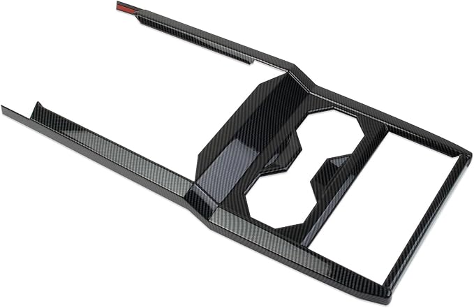 Carbon Fiber Style Central Control Cup Holder Wireless Charging Slot Frame Trim Accessories for Tesla Cybertruck (Bright Surface)