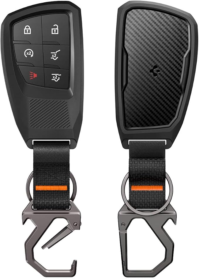 Spigen Rugged Armor Key Fob Cover with Carabiner & Keychain Designed for Ford 3/4/5 Button Smart Key Fobs