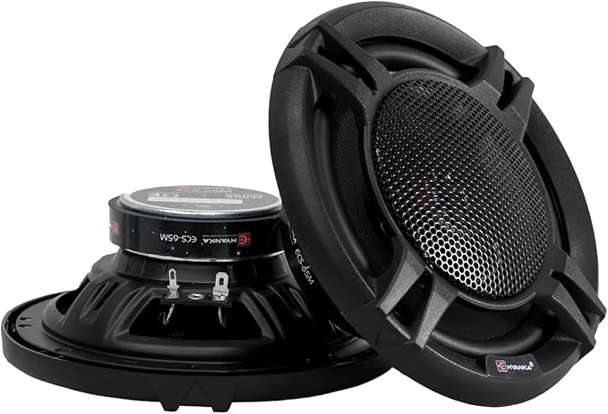 H YANKA ECS-65M 6.5" Car Door Speakers, 350W Peak Power, 2-Way Coaxial Full-Range Stereo, Clear Sound, Low Distortion, with Install Kit, Ideal for Cars, Trucks, Jeeps (1 Pair)