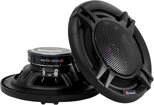 H YANKA ECS-65M 6.5" Car Door Speakers, 350W Peak Power, 2-Way Coaxial Full-Range Stereo, Clear Sound, Low Distortion, with Install Kit, Ideal for Cars, Trucks, Jeeps (1 Pair)