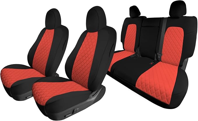 FH Group Custom Fit Car Seat Covers Specifically Made for 2020-2025 Tesla Model Y Ultraflex Neoprene Water Resistant Automotive Seat Covers - Full Set Red