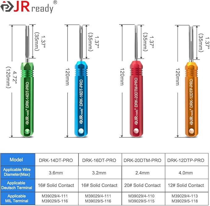 JRready ST5291 Deutsch Pin Removal Tool for Deutsch Size 12 16 20 Solid Contacts Wire Gauge 12-22 AWG,Terminal Release Tool Kit for Deutsch DT, DTM, DTP, DTHD, and HD Series Connectors
