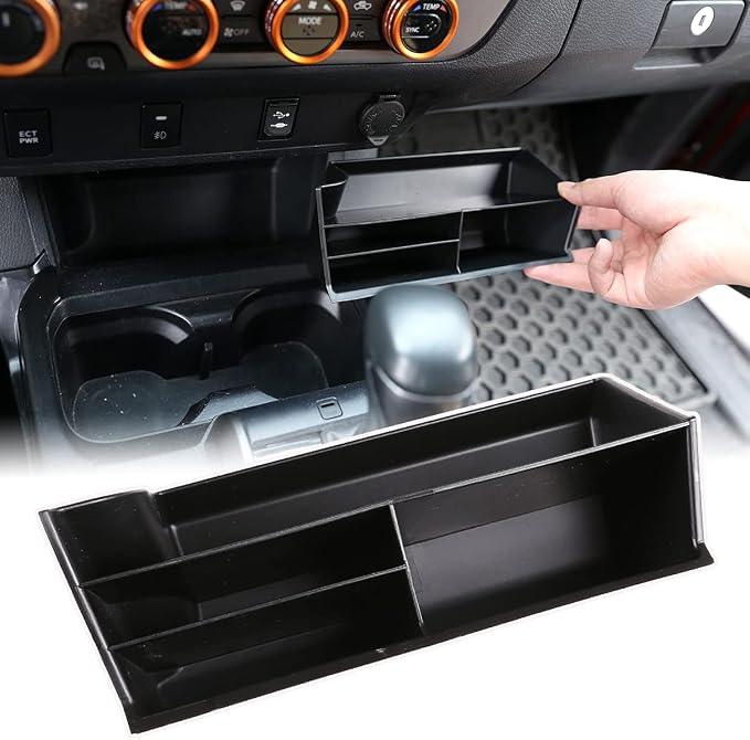 For Toyota Tacoma 2016-2020-23, Gear Shift Console Side Tray Organizer Gear, Shift Console Side Storage Box, Shifter Storage Box Interior Accessories, Central control storage box, Holds a U.S. Patent