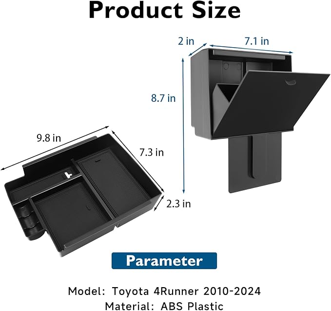 BlBLOZ 2PCS Center Console Organizer and Center Console Hidden Box Organizer for Toyota 4Runner 2010-2024 Accessories Center Console Tray Organizer Hidden Storage Box