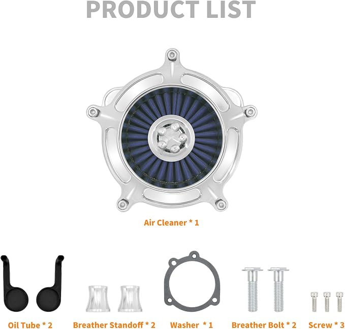 Air Cleaner Filter Aluminum Fit for Harley Touring Road King Street Glide Softail Sportster Dyna (Chrome Housing Blue Element, A For Sportster XL 04-22)