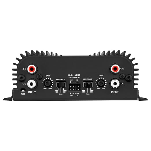 Taramps TS 400x4 2 Ohms Black Multichannel Stereo Amplifier 400 Watts Rms, 4 Channels, Full Range, Car Audio Digital 2 Bridged Channel, Crossover High/Low Pass, with RCA and Automatic High Level Input