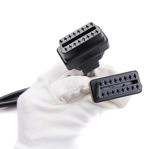 Right Angle OBD2 Splitter Y Cable, bbfly-B20 OBDII 1 Male Splitter to 2 Female Extension Cable 1FT 30CM (1PACK)