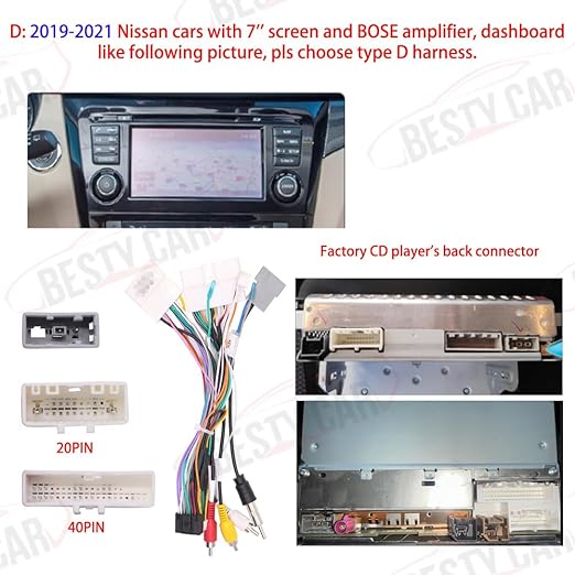 16pin Car Stereo Radio Power Retrofit Wiring Harness Cable Adapter fits for Nissan Qashqai X-Trail 2019 2020 2021