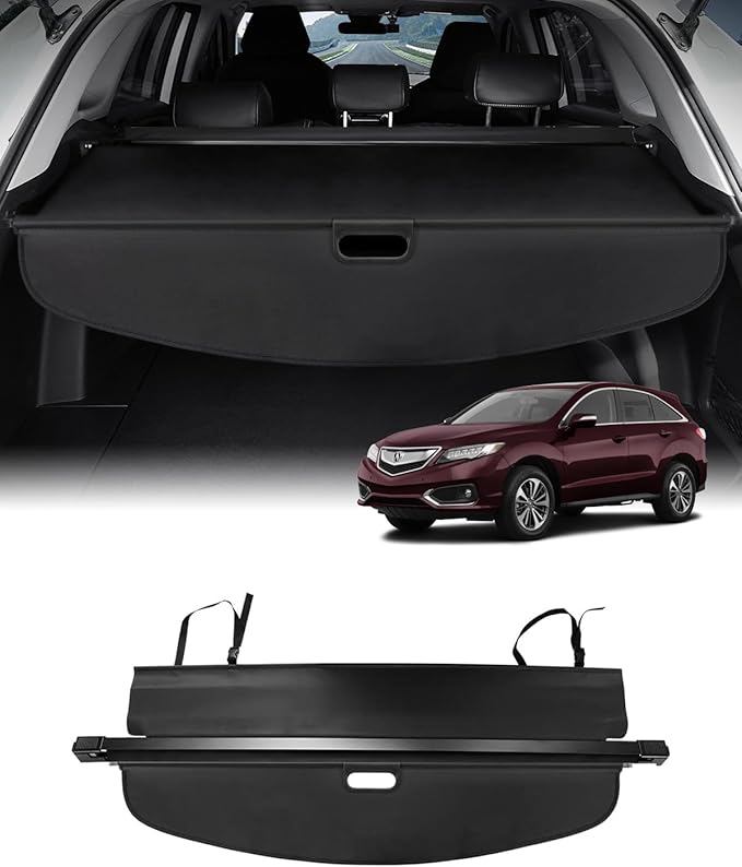 Powerty Custom Fit for Cargo Cover Acura RDX 2013-2018 Retractable Trunk Shielding Shade Cargo Luggage Cover (Updated Version:no Gap)(ONLY for with Power Tailgate Rear GATE,NOT FIT for Base Model)