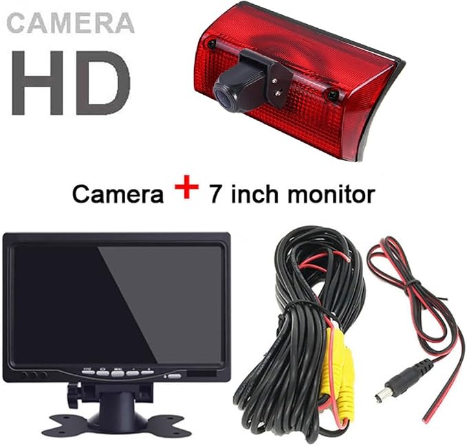 Third Roof Brake Lamp Car Backup Camera Replacement for Mercedes Benz Freightliner Sprinter 2500 3500 W901 W902 W903 W904 B901 B902 B903 B904 B905 616 Dodge Cargo VW LT Mk+7" Reverse Monitor