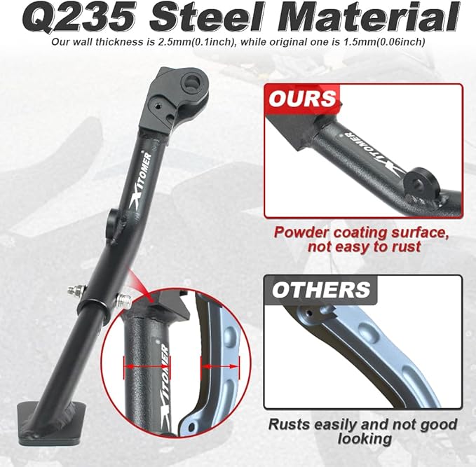 Xitomer 0-1.5" Steel Adjustable Kickstand Compatible with Tiger 900 / Tiger 900 GT/Tiger 900 GT Pro 2020-2026 Compatible with Tiger 850 Sport 2021-2025 Motorcycle Adjustable Side Stand