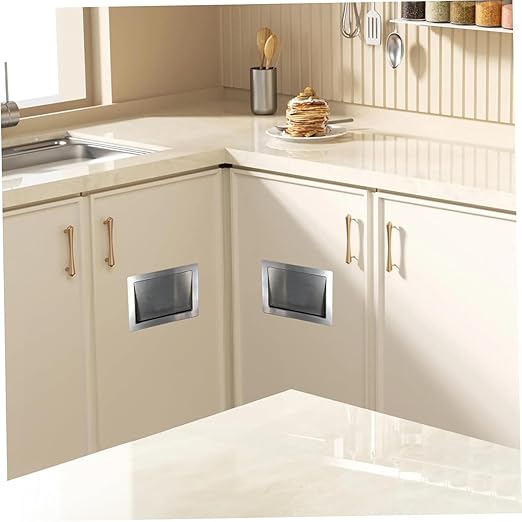304 Stainless Steel Side Mount Trash Chute， 7x9 Inch Rectangular | Commercial & Kitchen Cabinet Garbage Door ， Inward-Flip Lid for Hands-Free， Hygienic Disposal in Areas