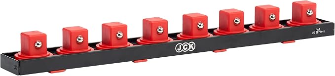 JCK Professional Quality Aluminum Socket Organizer (3/4" Socket) with special designed strip & 360 degree rotary positioning studs Red & Black for Metric/Imperial tool moveable secure socket storage