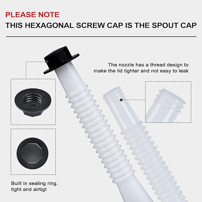 Gas Can Spout Replacement Kit, Gas Can Nozzle Replacement (6 Kit-White) All gaskets are installed and ready to use upon receipt. For 1/2/5/10 gallon gas can. Easy and convenient to use