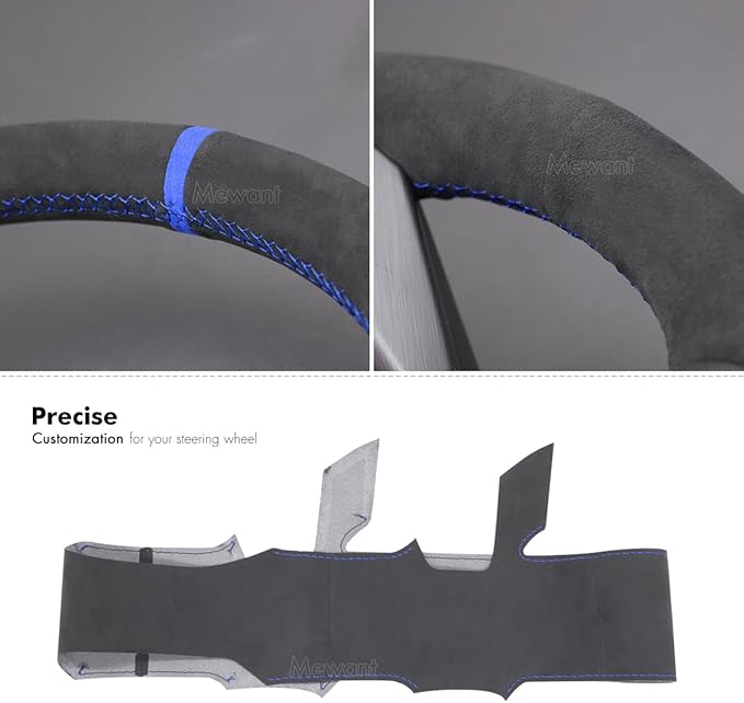 MEWANT Hand Stitch Car Steering Wheel Protector Wrap Cover for GMC Sierra 1500 2019-2023 / Sierra 1500 Limited 2022 / Sierra 2500 2020-2024 / Sierra 3500 2020-2024 / Yukon (XL) 2021-2023 Accessories