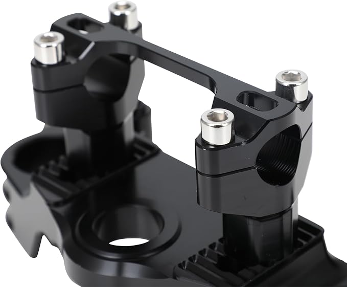 Motorcycle Top Triple Clamp 7/8" 22MM Upper Triple Tree Bar Mount with Risers Set CNC for CRF 110 CRF110F 2013-2024 CRF125F CRF125FB 2019-2024 CRF 110F 125F 125FB Black
