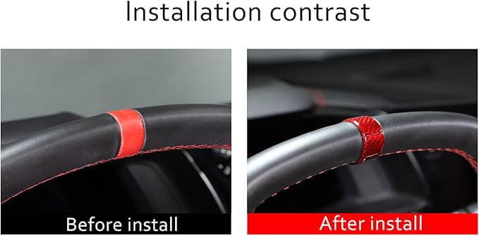 Daeiclru Real Carbon Fiber Steering Wheel Circle Cover Sticker Compatible with Chevrolet Corvette C8 Stingray 2020-2025, Steering Wheel Top Center Guide Decorative Accessories (Red)