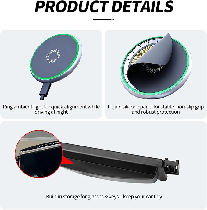 Magnetic Phone Mount for Audi Q5 2021-2025 A4 S4 A5 S5 RS5 2020-2025 Accessories 10.1-inch Screen, 360° Rotation for Magsafe Wireless Charger Phone Mount with Storage for iPhone Samsung