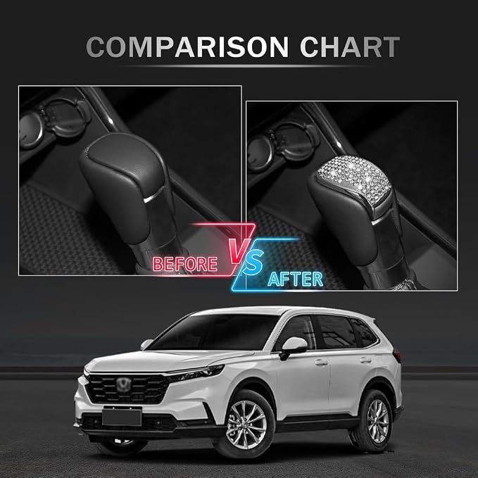 for Honda CRV CR-V EX-L EXL Hybrid Sport Touring Sport-L Bling Cute Accessories Accessory 2025 2024 2023, AC Volume Knobs, Air Vent Outlet, Gear Shift Cover, Start Ring Covers, Chrome, Silver, 13pcs