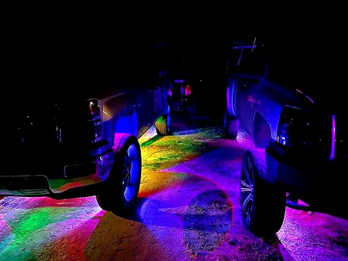 Bluetooth APP + Remote 2PCS 4FT 1.2Meters 48" Doubel Row RGB Dream Color Chasing Light Strips for Car Truck Vehicle Off-Road Lighting Polaris Slingshot Underbody Lighting Off-Road