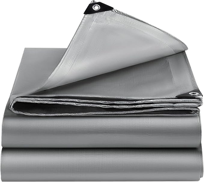Tarps Heavy Duty Waterproof 12x30FT, 12 Mil Silver Heavy Duty Tarps with Grommets Reinforced Edges, UV Resistant, Tear&Fade Resistant, Large Covers for Camping Patio Roof Boat Outdoors