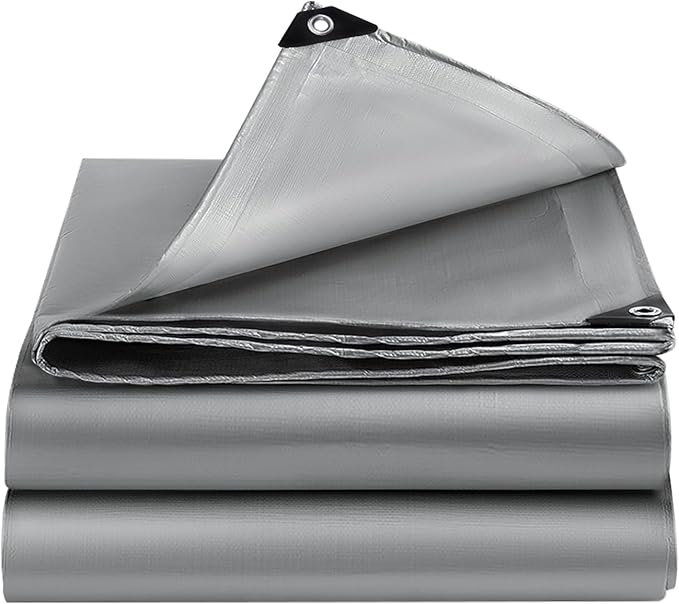 Tarps Heavy Duty Waterproof, 12 Mil Silver Heavy Duty Tarps with Grommets Reinforced Edges, UV Resistant, Tear&Fade Resistant, Small Cover for Camping Rain Roof Under Tent, 3 * 20FT