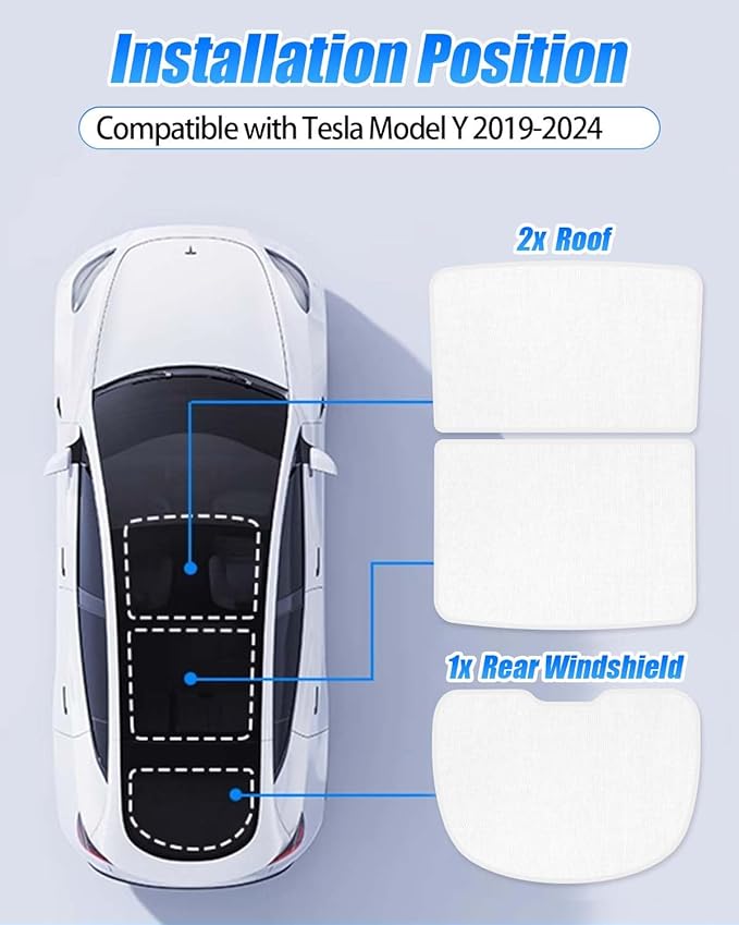 for Tesla Model Y Sunshade Glass Roof Accessory Rear Windshield Sunshade for Tesla Model Y 2019-2024