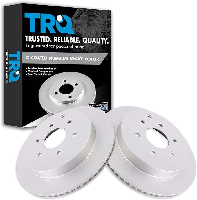 TRQ Rear Brake Rotor Set G-Coated Vented Compatible with 2011-2013 Infiniti QX56 2014-2024 QX80 2017-2024 Nissan Armada