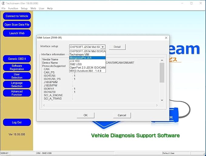 Mini for VCI J2534 Cable V18.00.008 Latest Version, OBD2 Connector Scanner Adapter Fit for TIS Techstream Programming Diagnostic Cable, Support Win XP WIN7 WIN10
