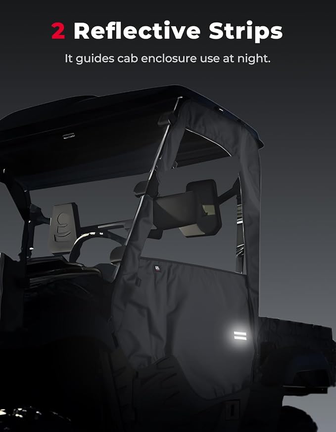 KEMIMOTO Soft Side Doors Heavy Duty 1680D Compatible with Hisun 500 700, Axis 500 700, Coleman 500 700, Massimo MSU 500, Waterproof Tear-resistant UTV Cab Enclosure Fit for Side Mirrors & Windshields
