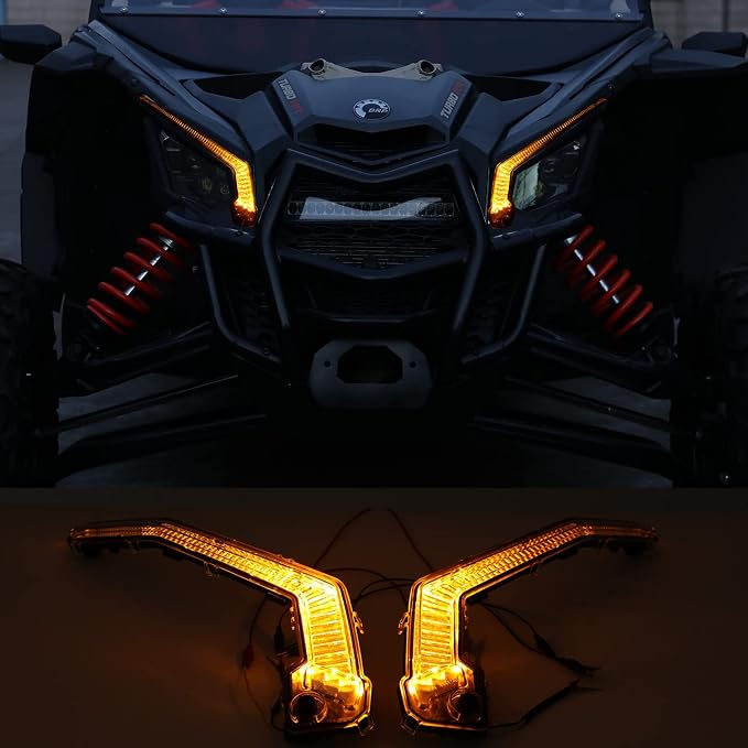 HAKA TOUGH Turn Signal Fang Lights with White Yellow Light for Can Am Maverick X3 XDS XRS Max Turbo R/Maverick Trail Sport Max Accessories 17-24,LED Signature Lights Replace#OEM 710004994 710004995