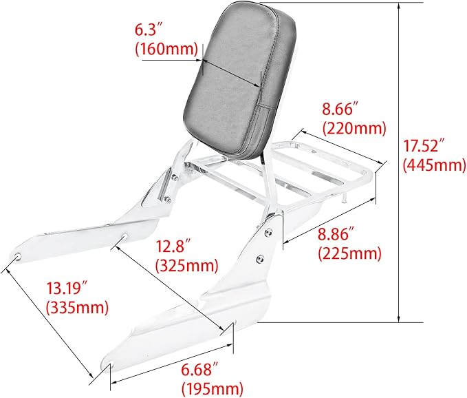 Motorcycle Backrest Sissy Bar Rear Passenger Luggage Rack Cushion For Honda Shadow VLX600 VT600 1999-2008 VLX 600 VT 2006 2005