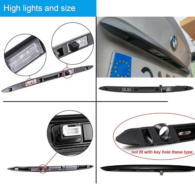 Trunk Handle Rear View Camera for BMW X5 E53 3.0d 3.0i 4.4i 4.6is 4.8is Trunk Tailgate Handle Switch Handle Bar Button Trunk Tailgate Handle Opener Micro Switch (OE Nr.51137170676 51137170965)