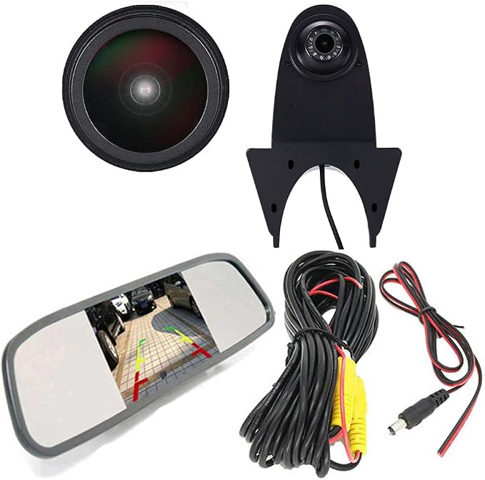 Third Roof Brake Lamp car Backup Camera Replacement for VW Crafter T5 Benz Sprinter vito Viano Citroen Dacia Fiat Ford Hyundai Isuzu Iveco Mitsubishi Nissan Seat Skoda Toyota+4.3" Reverse Mirror