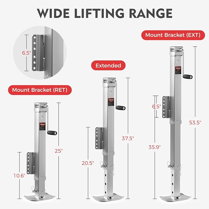 Heavy Duty A-Frame 9000 LBS Trailer Jack Fit for RVs, Boats, Multi-Purpose Trailers, and Camping Trailers, with 15" Travel Lift+25" Jack Height Drop Leg & Crank Handle